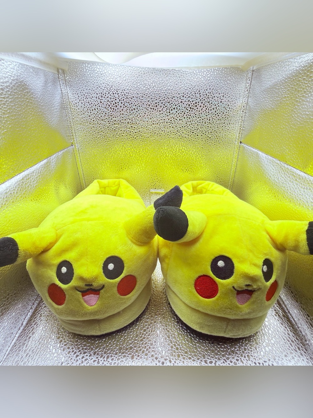 Pikachu Plush Slippers - Yellow Character Cozy Footwear